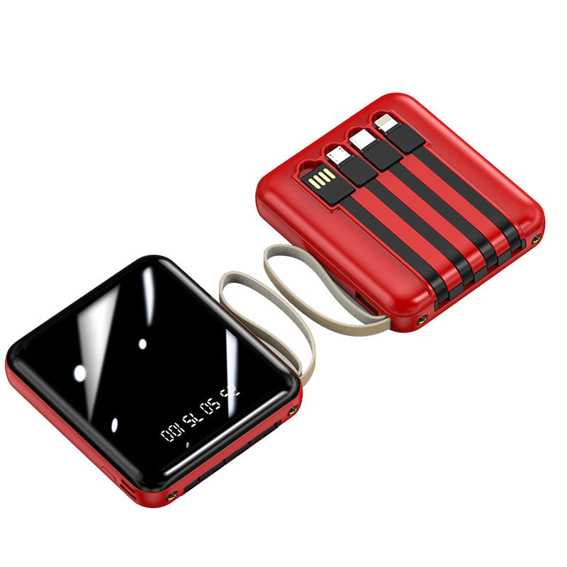 Tragbare Powerbank mit integrierten Kabeln und digitaler Anzeige Brehn