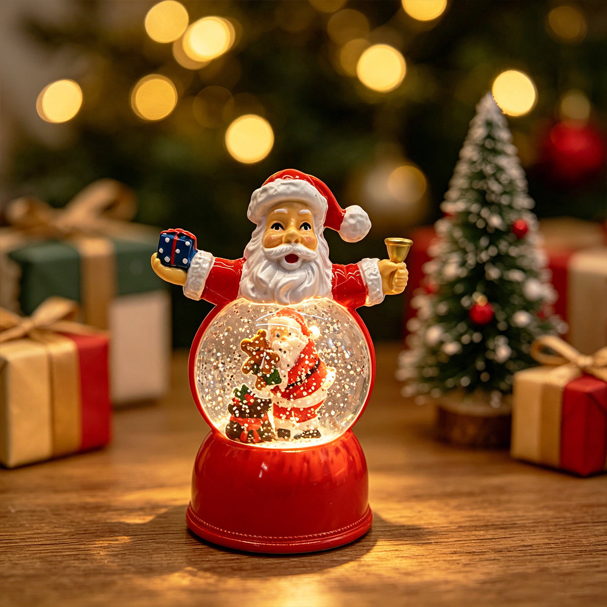 Lustige Weihnachtsmann Schneekugel Figur Brehn
