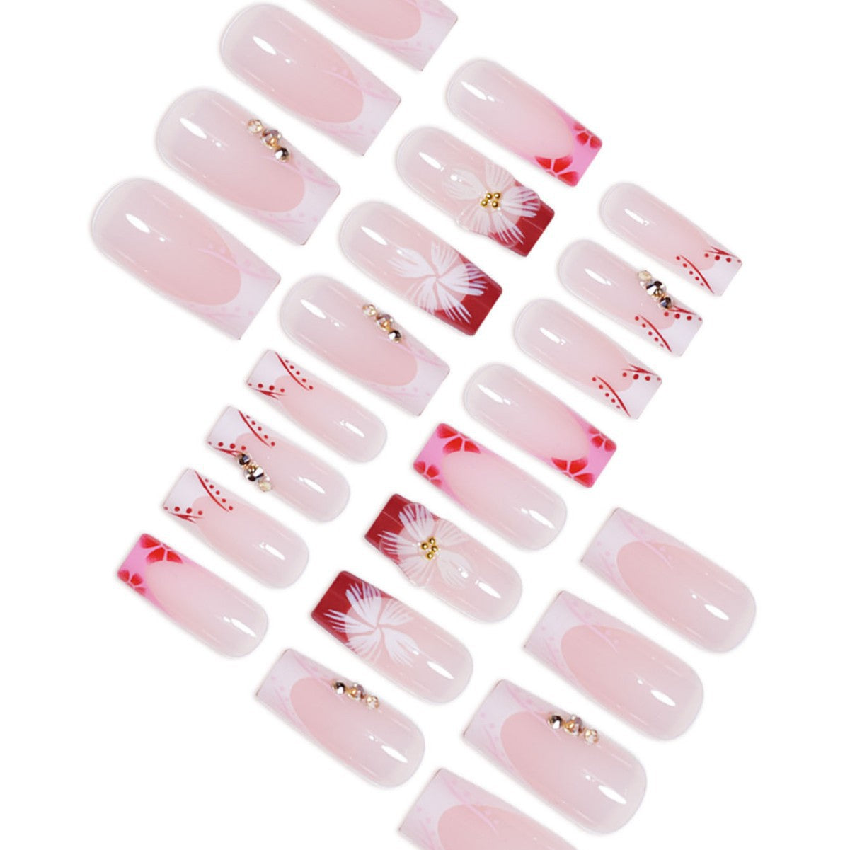 Elegante 3D Blumendekoration Press-On Nagelverlängerungen Brehn