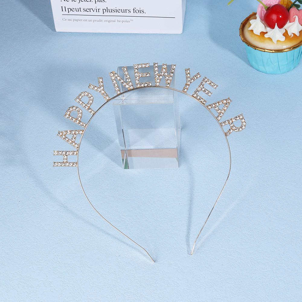 Damen Glitzernder Haarreif mit "Happy New Year"-Aufschrift Brehn