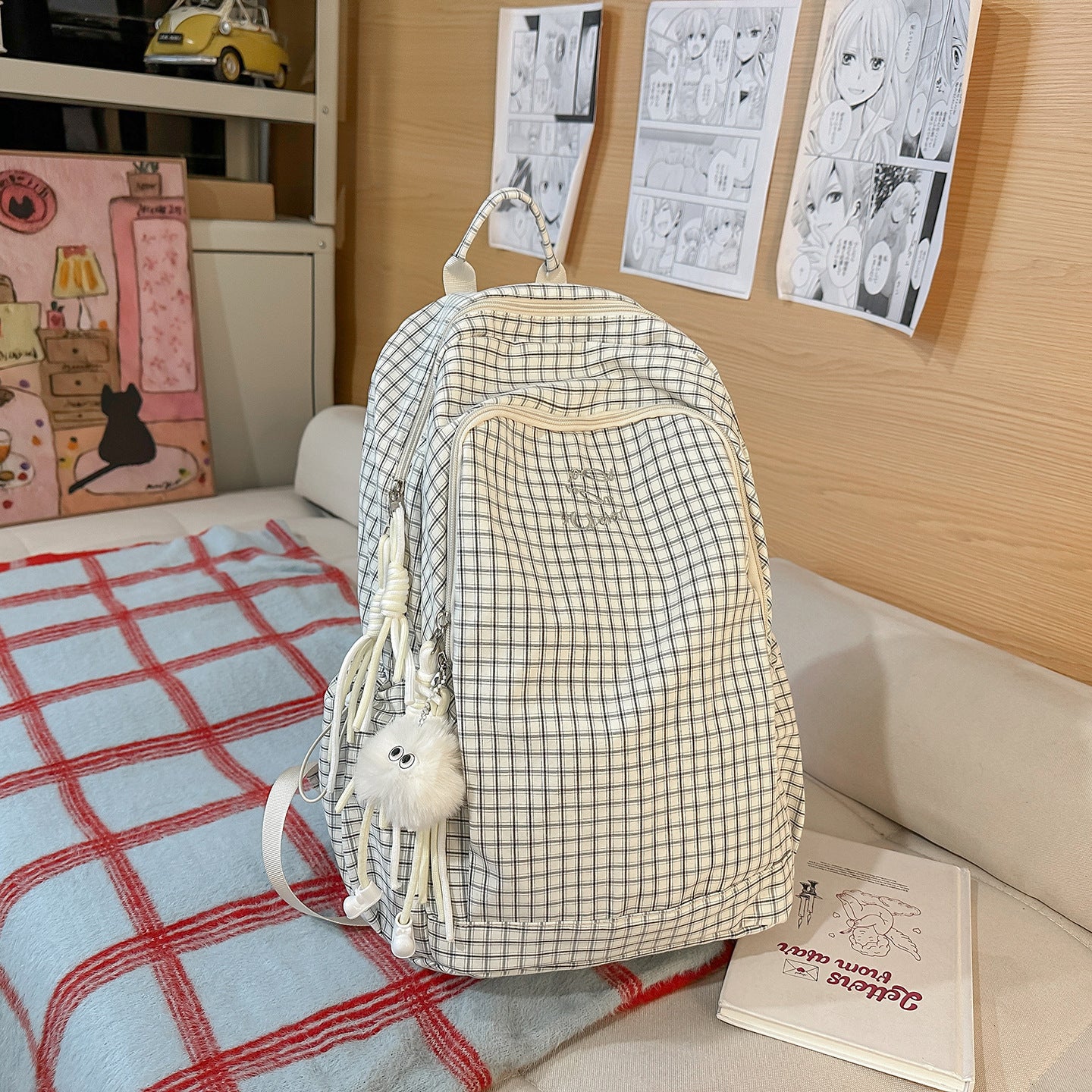 Stylische Karomuster-Rucksack