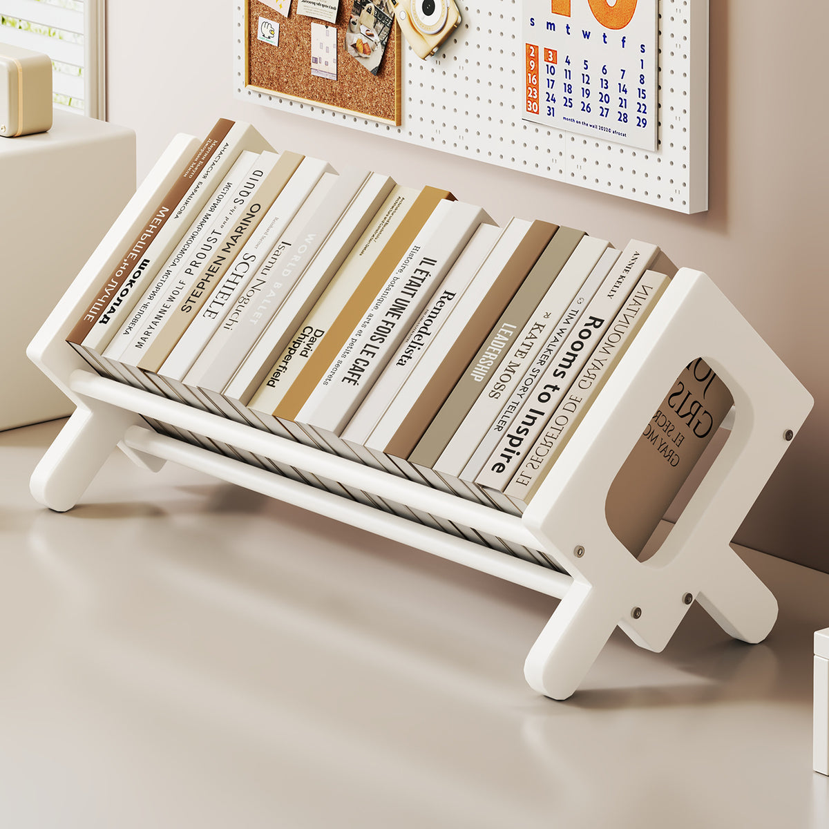Abgewinkelter Bambus-Desktop-Buch- und Zeitschriftenständer mit rutschfesten Stäben