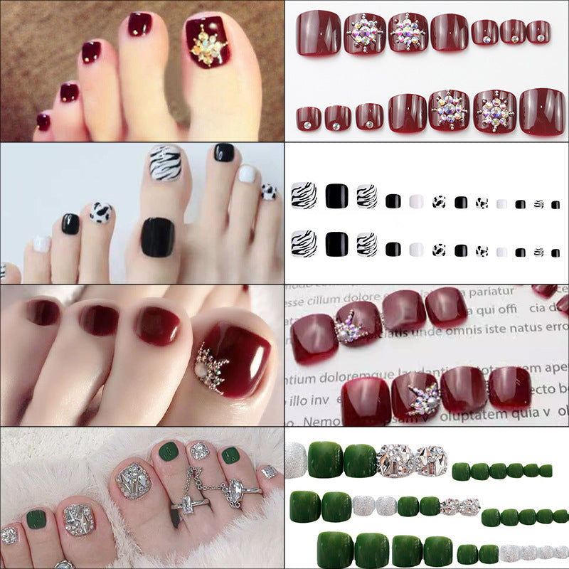 Premium Dekorativer Pediküre Press-On-Nagelset Brehn