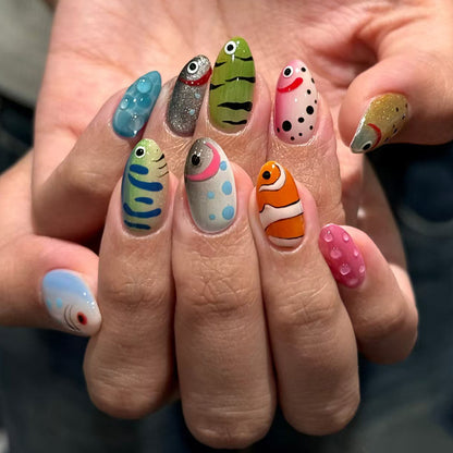 Künstlerische Marineleben Press-On Nagelkunst Brehn