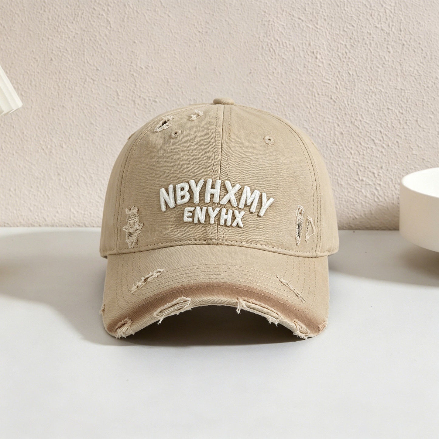 Herren Casual Distressed Texturiertes Baseball Cap Brehn