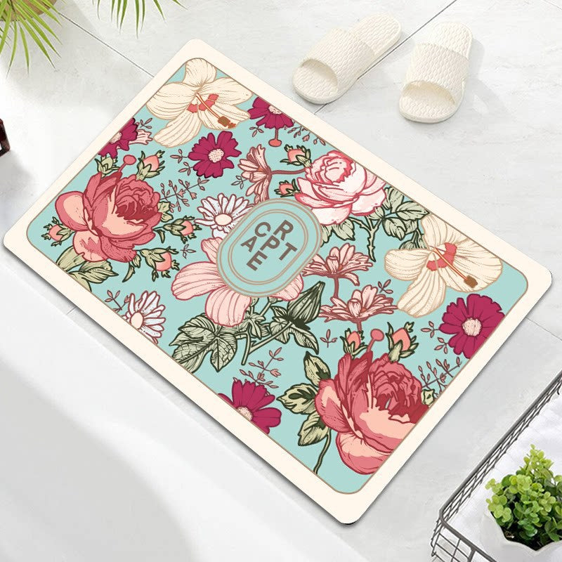 Oval Floral Design Badteppich