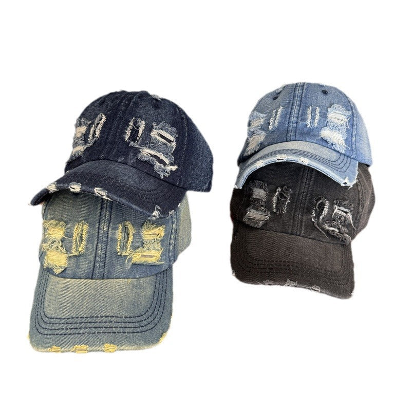 Damen Distressed Denim Verstellbare Baseballkappe Brehn