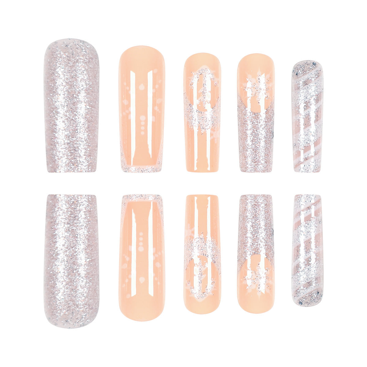 Elegante Lange Press-On Nail Art Brehn