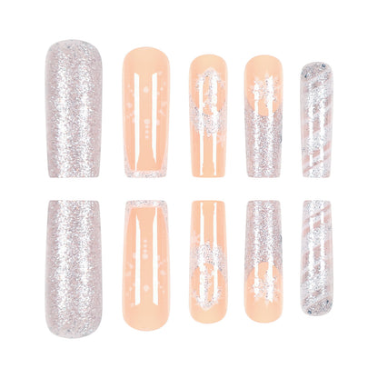 Elegante Lange Press-On Nail Art Brehn