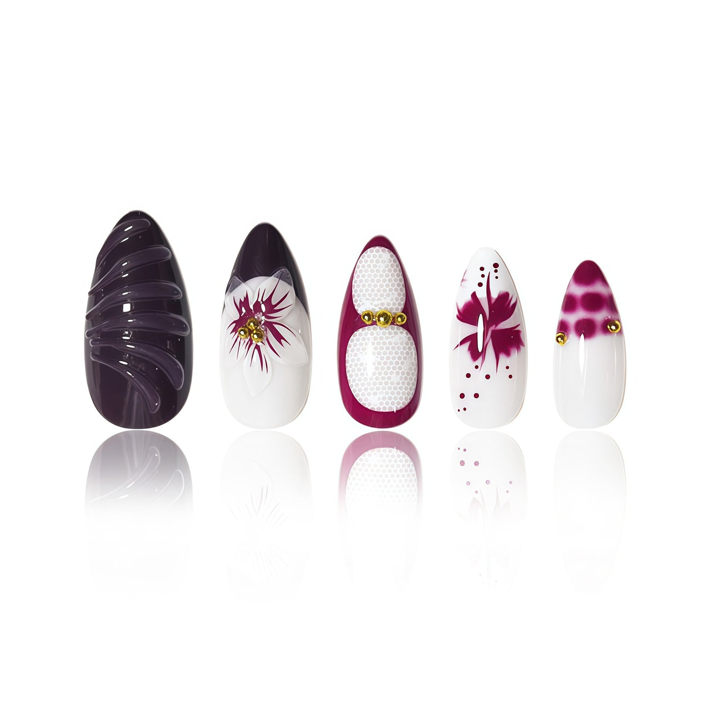 Elegante Floral Art-Nagelverlängerungen Brehn