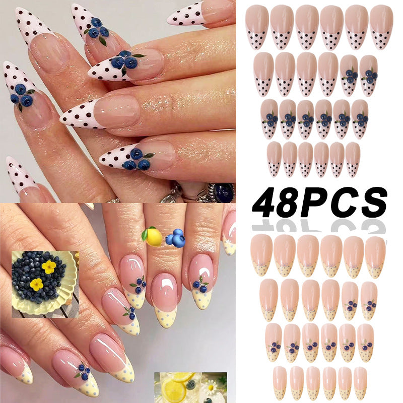 Französische Tipp Floral Press-On Nagel Set Brehn