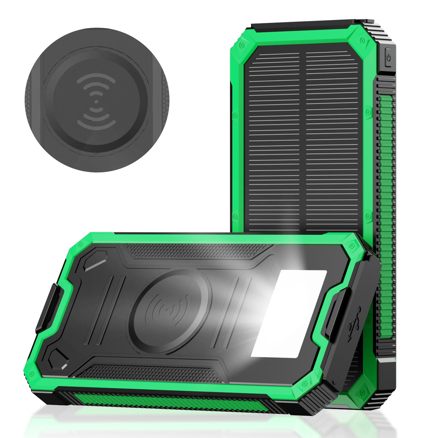 Solarbetriebene Powerbank mit Schnellladefunktion und Kabelloser Ladeoption Brehn