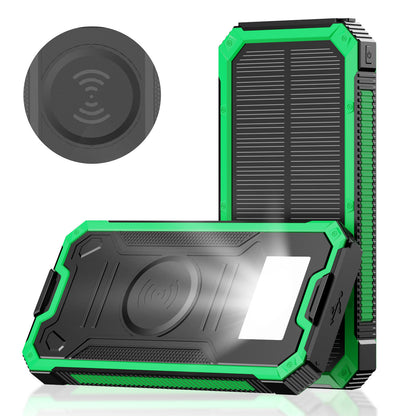 Solarbetriebene Powerbank mit Schnellladefunktion und Kabelloser Ladeoption Brehn