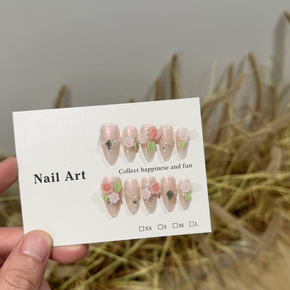 Blumen dekoratives Press-On Nagelkunstset