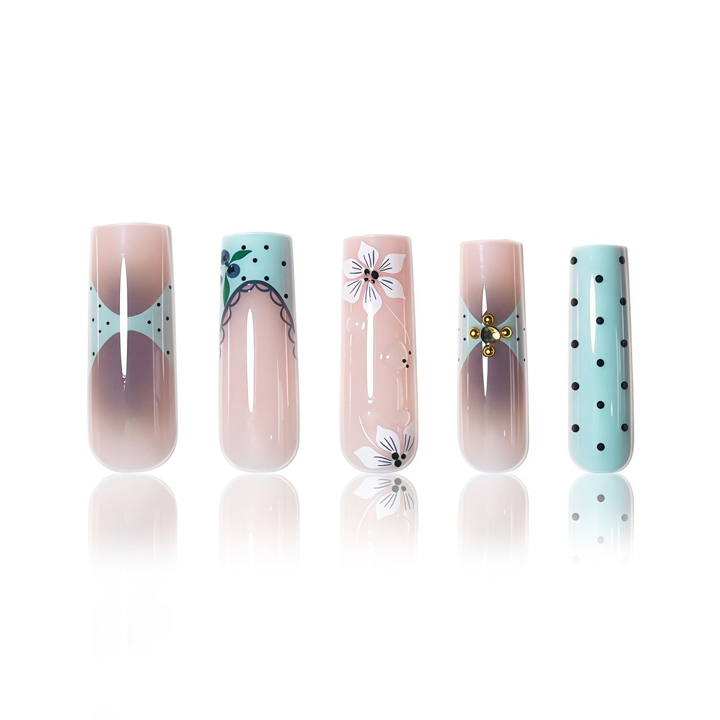 Künstlerische Lange Press-On Nagelkunst Brehn