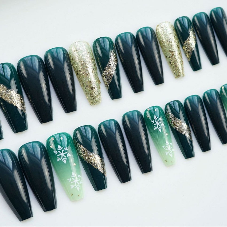 Glitzerndes Langes Stiletto Press-On Nagelset Brehn