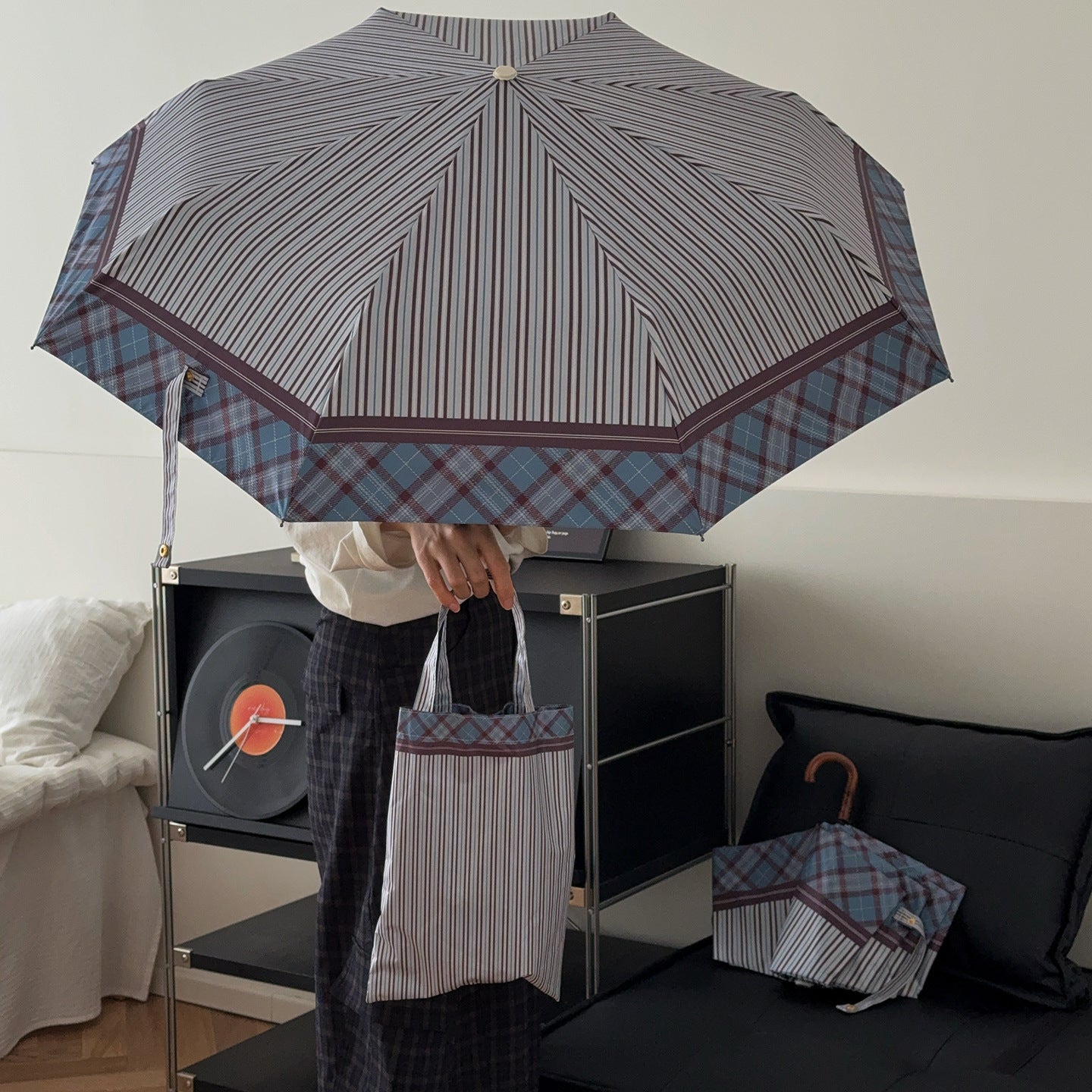 Damen faltbare Einkaufstasche mit Regenschirm Brehn