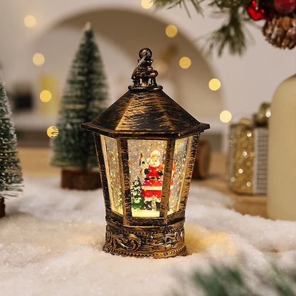 Nostalgische Weihnachtslaterne mit leuchtendem Weihnachtsmann-Motiv Brehn
