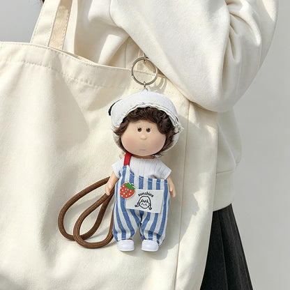 Hooded Doll Bag Charm Schlüsselanhänger mit Denim-Outfit & Schlaufe Brehn