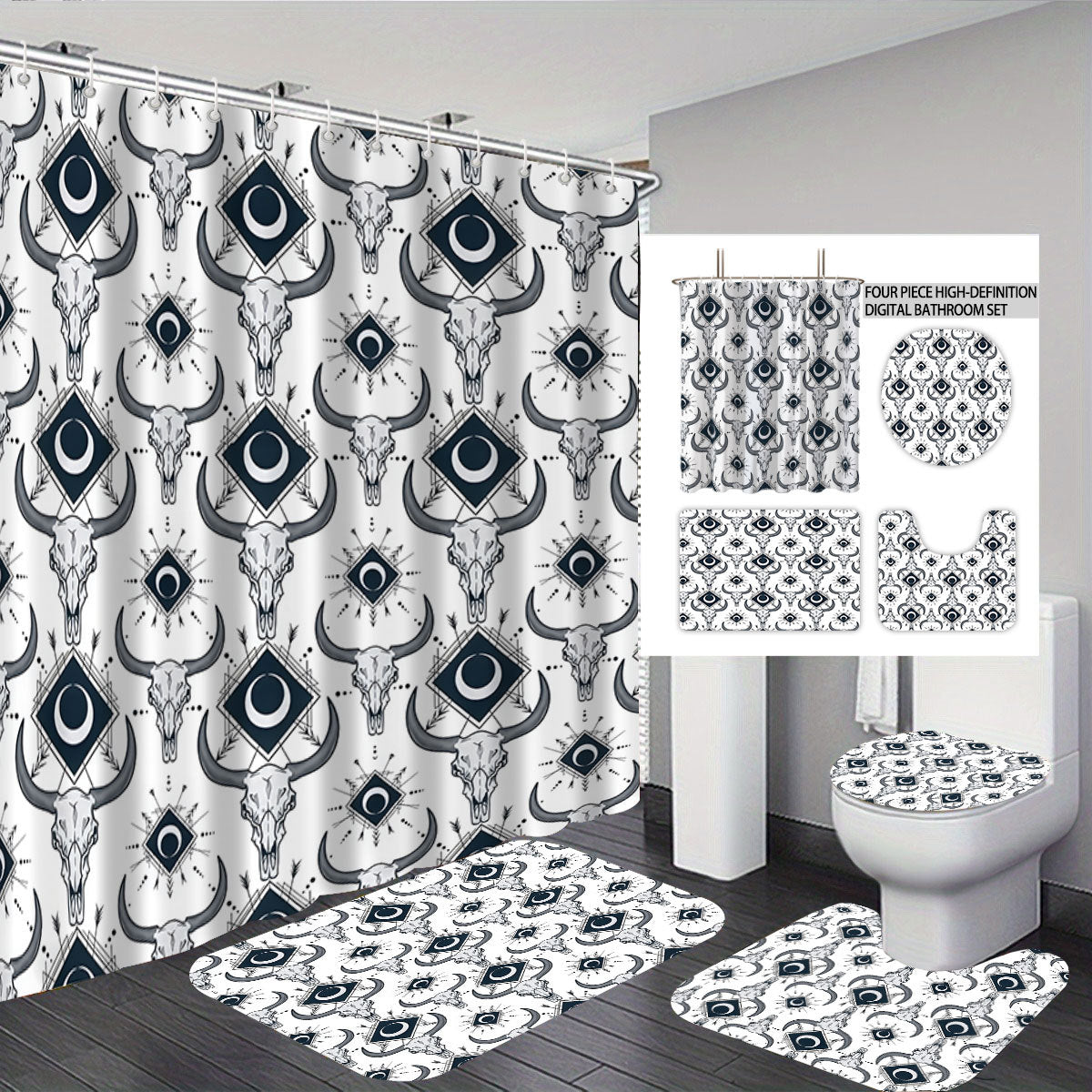 Bohemian-Themen Vier-teilige digitale Badezimmer Set Brehn