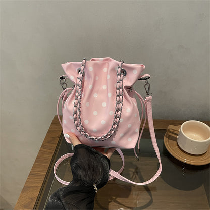 Punktmuster Kordelzug Eimer Tasche