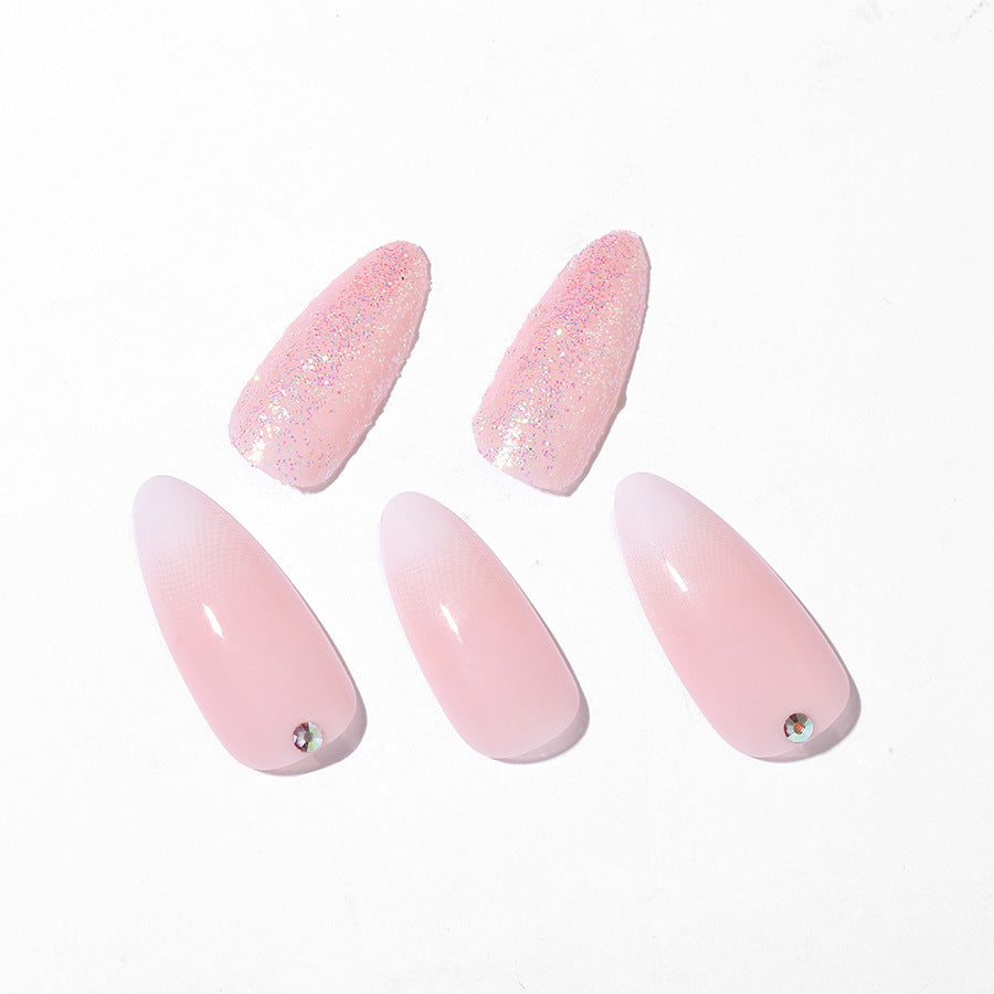 Elegante Press-On Nagelspitzen Set mit Glitzer und Ombre-Design Brehn