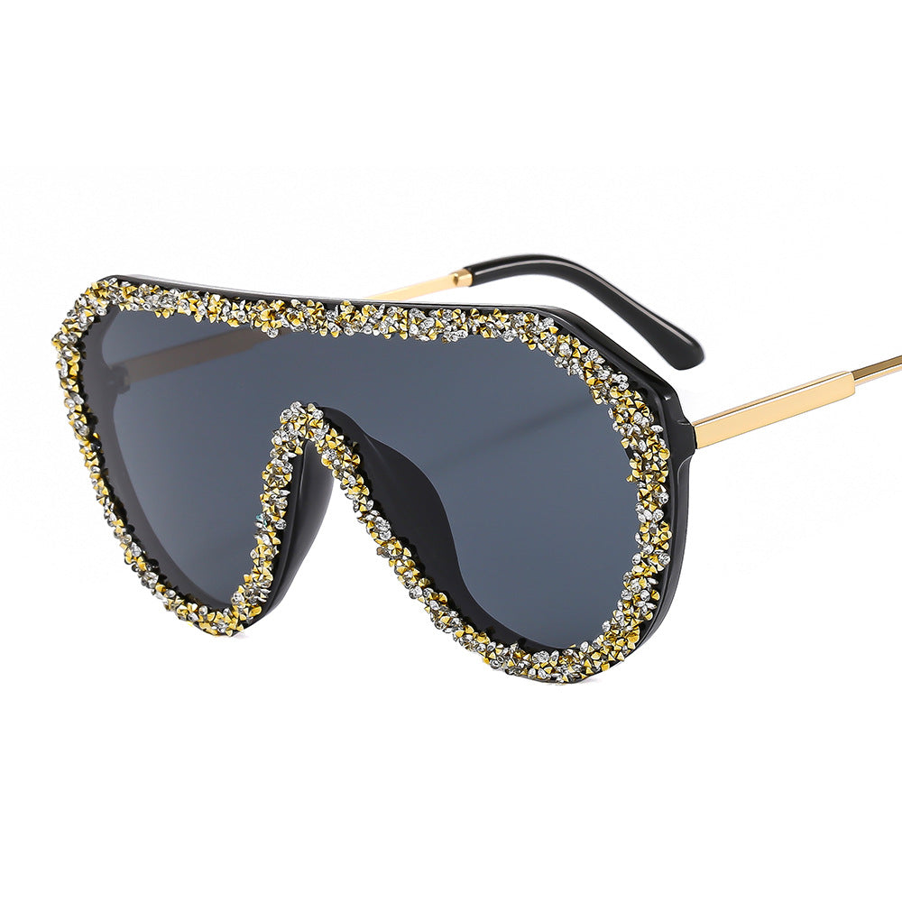 Damen extravagante Oversized-Sonnenbrille mit Glamour-Rahmen Brehn