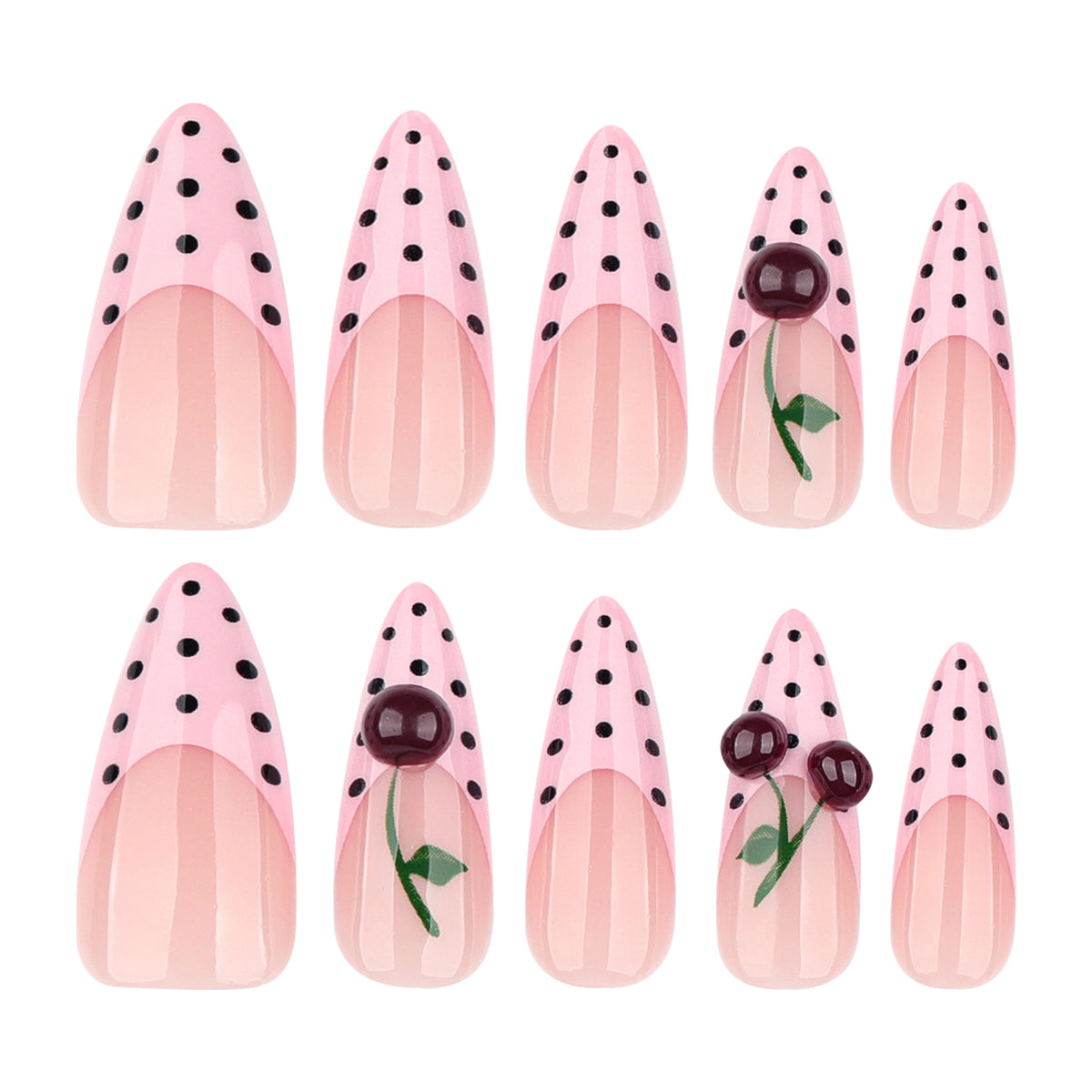 Künstliche Nagelkunst im fröhlichen Kirsch-Design Brehn