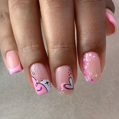 Künstlerisches Nail Art Kit mit Herz- und Funkeldesigns