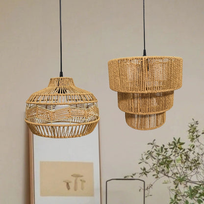 Handgewebte Rattan Pendelleuchte