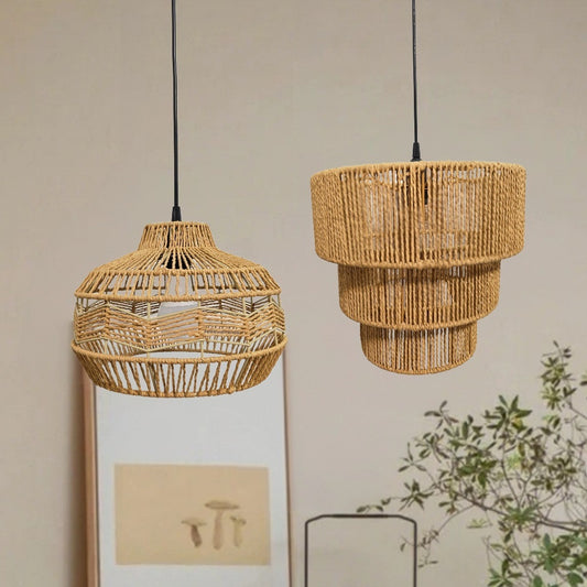 Handgewebte Rattan Pendelleuchte