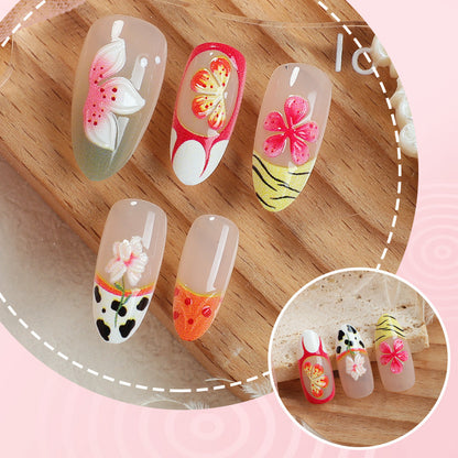 Künstlerische handbemalte florale Press-On Nagelkunst Brehn