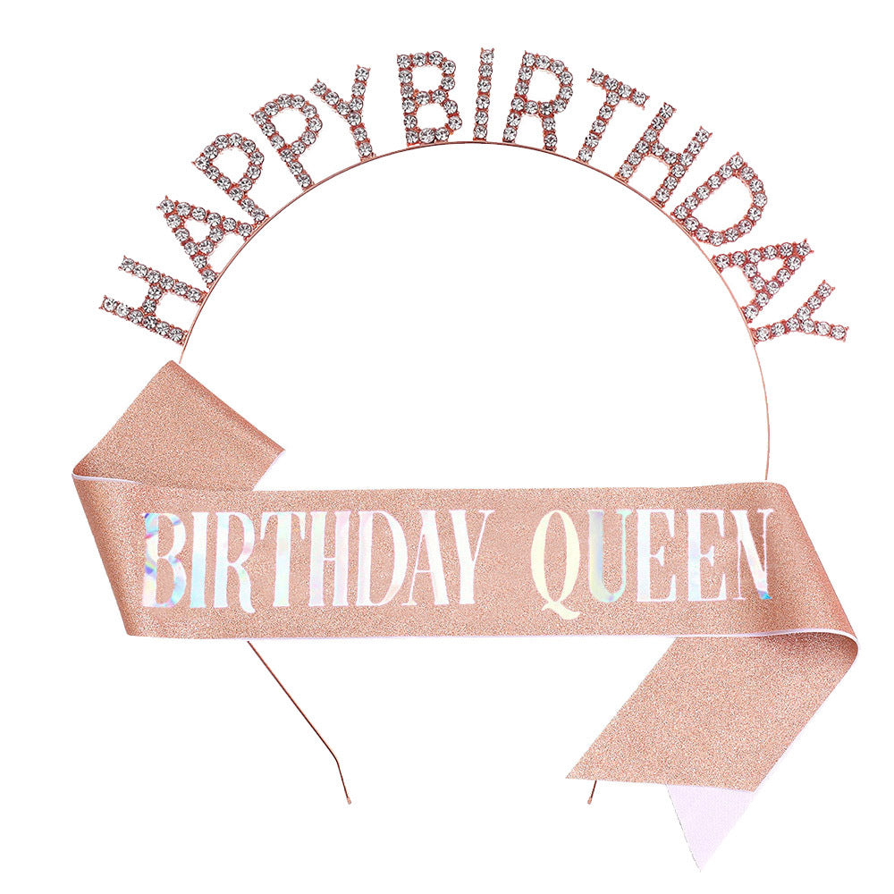 Damen Glitzernder Haarreif mit "Happy Birthday"-Aufschrift Brehn