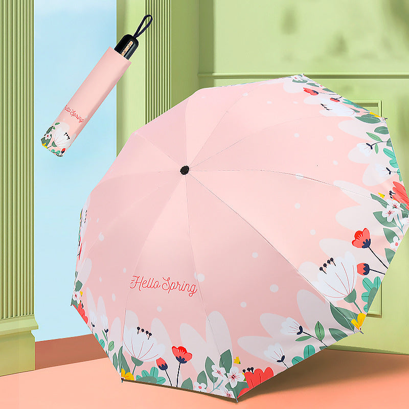 Damen Faltbarer Regenschirm mit floralem Design Brehn