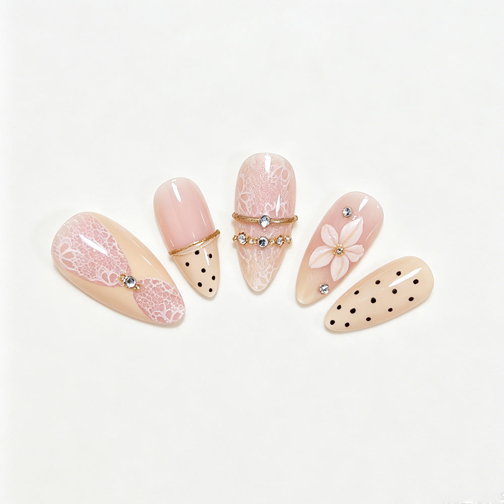 Elegante Florale Design Press-On Nagelspitzen Brehn