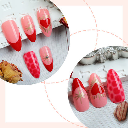 Künstlerisches Herz-inspiriertes Press-On Nagelkunst Set Brehn