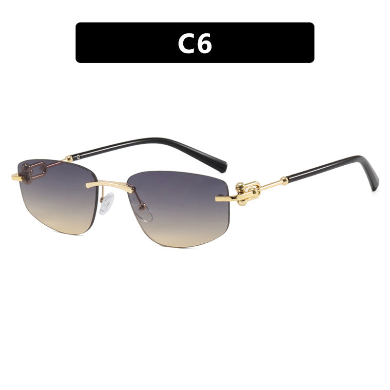 Damen elegante Halbgestell-Brille mit luxuriösem Metallrahmen und transparenten Gläsern Brehn