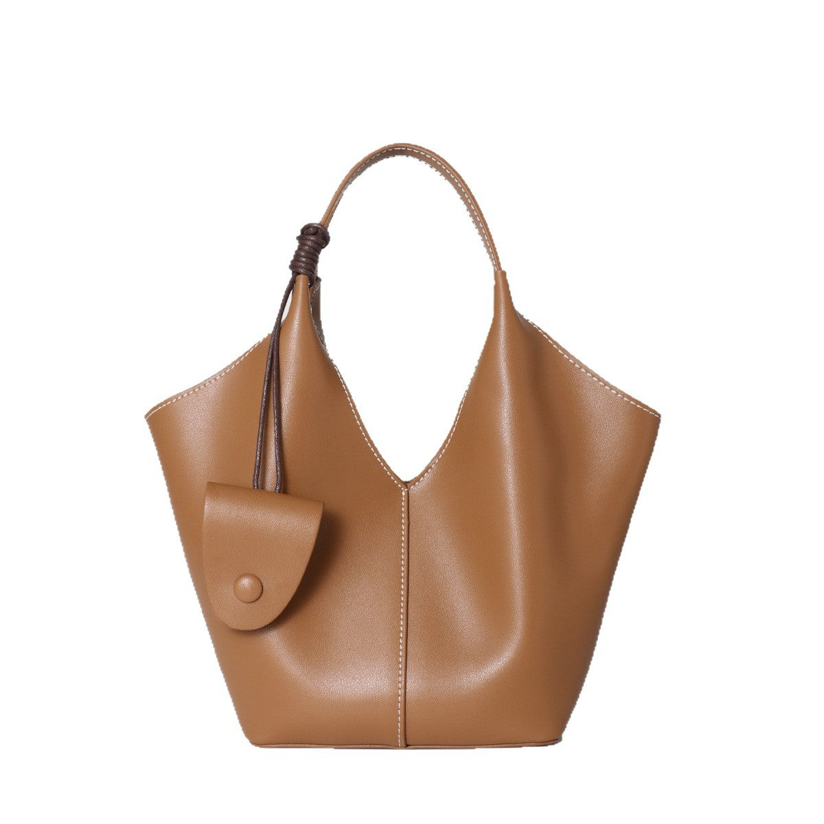 Kragend-Top Weiches Leder Bucket Tote mit Hängender Mini-Tasche