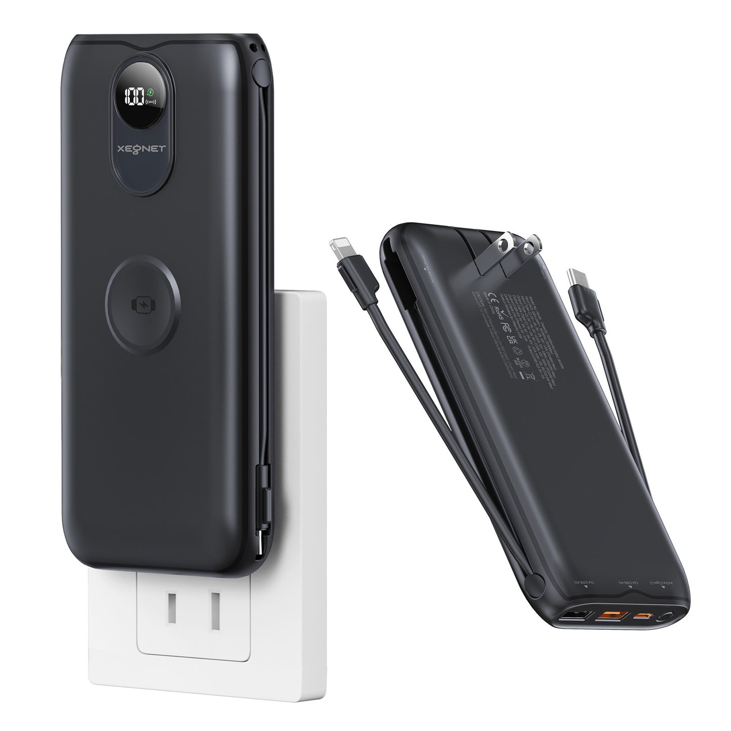 Tragbare Powerbank mit Qi-Ladefunktion und Kabelgebundenem Schnellladesystem Brehn