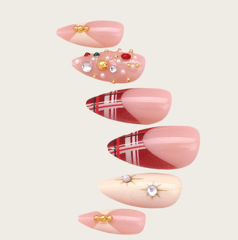 Künstlerisches Stiletto Press-On Nagel Set Brehn