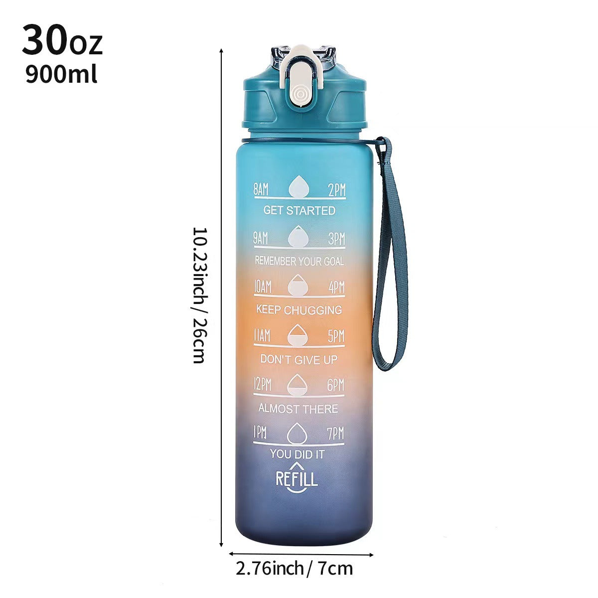 Damen Motivierende Wasserflasche mit Zeitmarkierungen Brehn