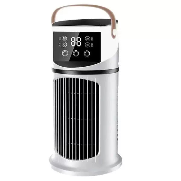 Unisex Einheitsgröße wiederaufladbarer Turm Klimaf ventilator mit Touch-LED-Steuerung integriertem befeuchtenden Reservoir und Leder-Tragegriff Brehn