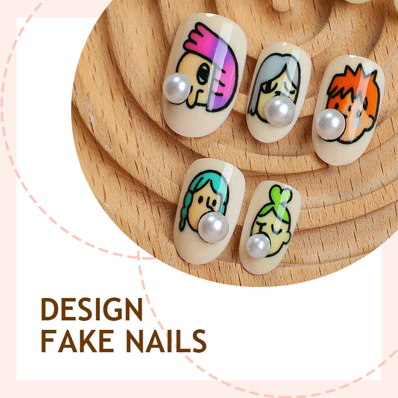 Kreatives Nail Art Set mit einzigartigen Charaktermustern und Perlenverzierung Brehn