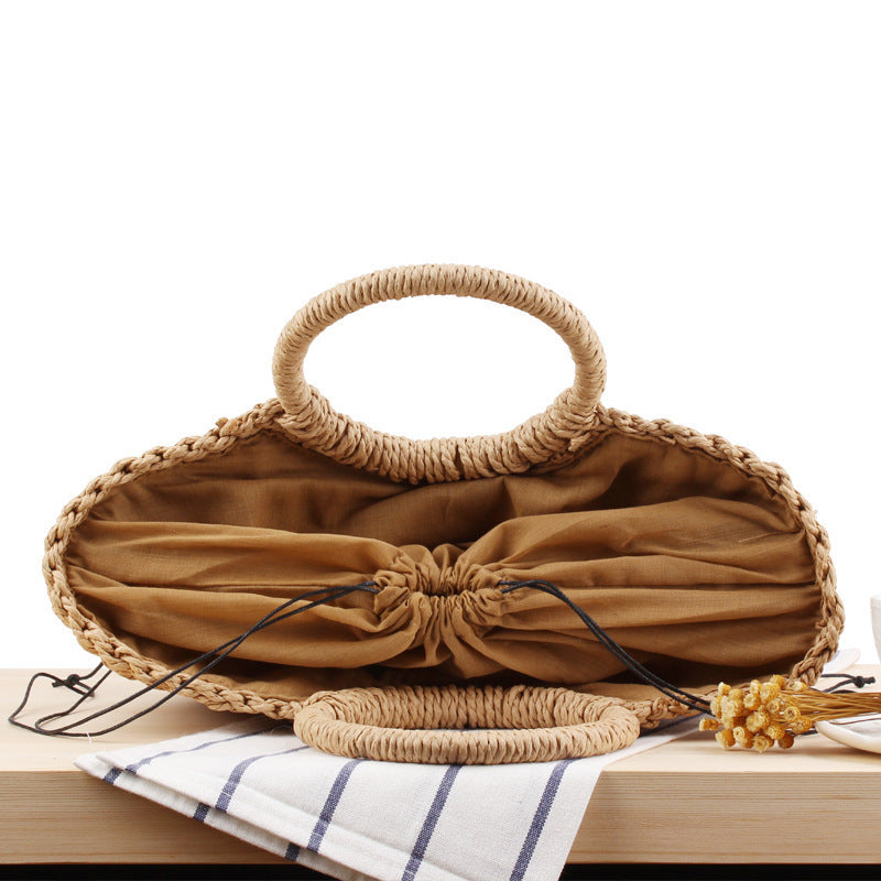 Strandtasche Aus Robustem Geflochtenem Material mit Modernem Kreismodell Brehn