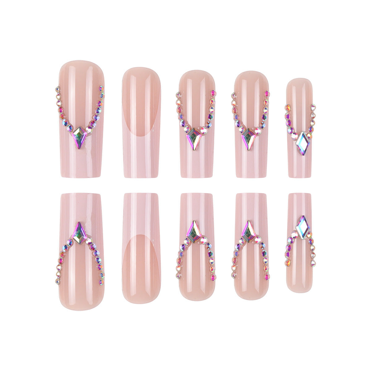Rhinestone-verzierte lange Stiletto-Presse-Nägel Brehn