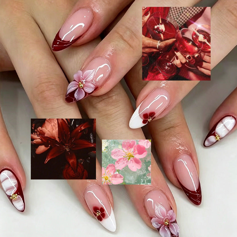 Künstlerische florale Press-On Nagel Kollektion Brehn