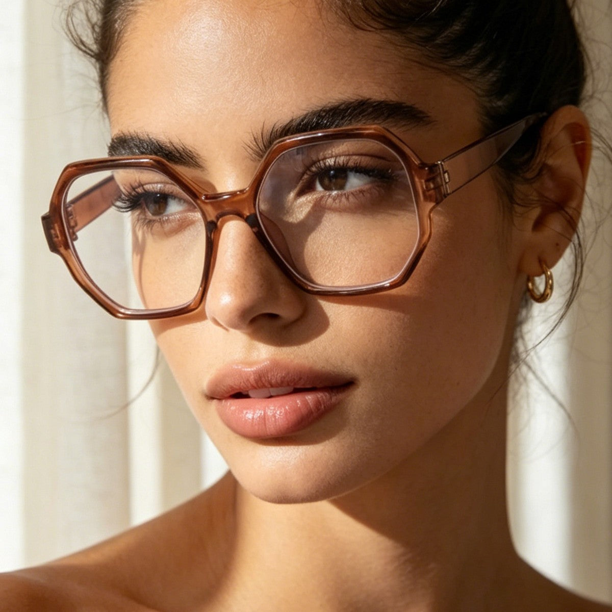 Damen modische Sonnenbrille mit hexagonalem Rahmen und UV-Schutz Brehn