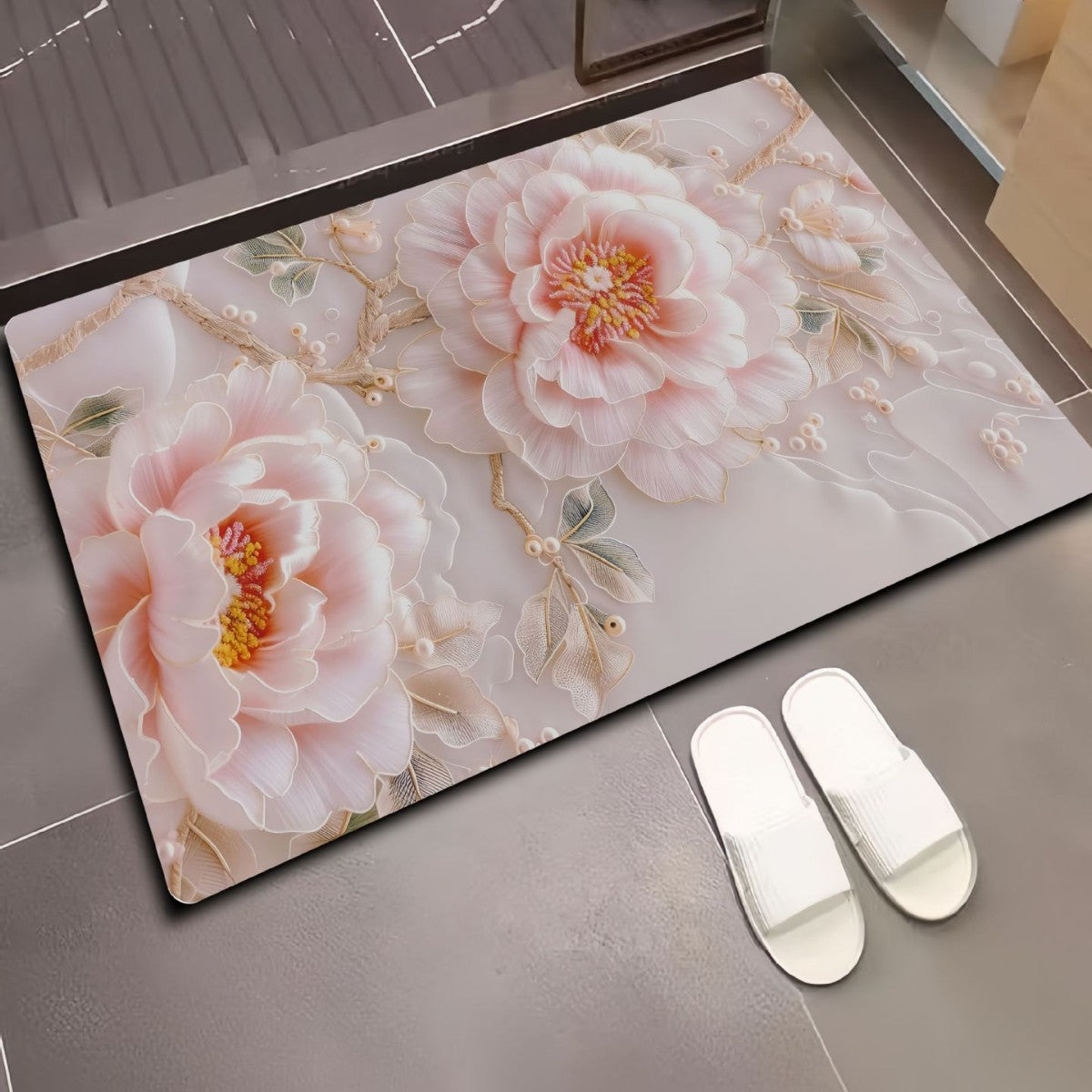 Florales Design Badezimmermatte Brehn