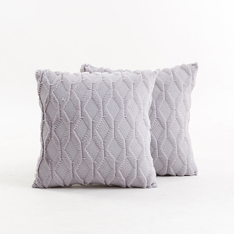 Texturiertes Strick-Diamond-Tufted quadratisches Wurfkissenbezug mit ausgefranstem Rand