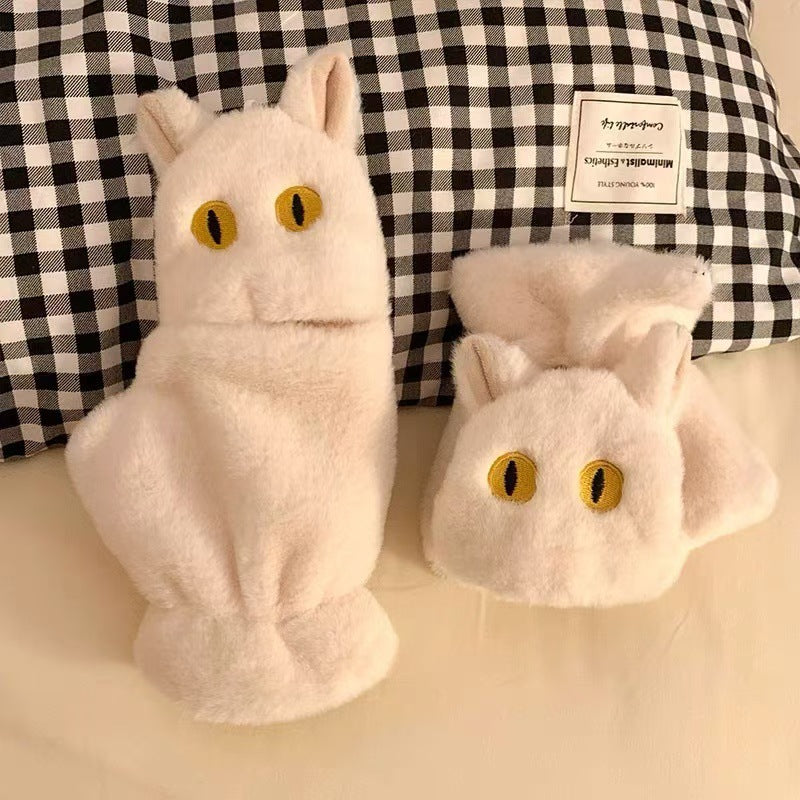 Niedliche katzenmotivierte Plüschhandschuhe Brehn